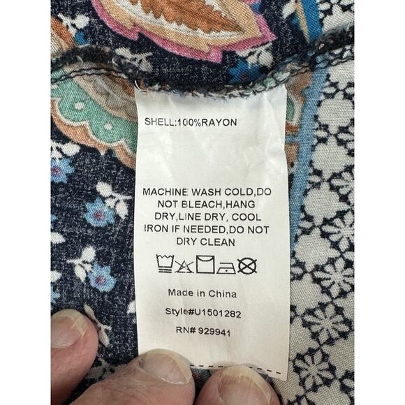 Weekend Suzanne Betro Blue Floral Peasant Boho Top Size 2X Boho Hippie - Picture 11 of 13